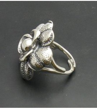 R000767 Stylish Sterling Silver Ring Hallmarked Solid 925 Huge Flower Adjustable Size