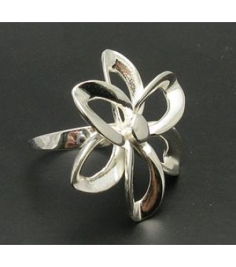 R000343 Stylish Sterling Silver Ring Huge Flower Genuine Solid 925 Perfect Quality