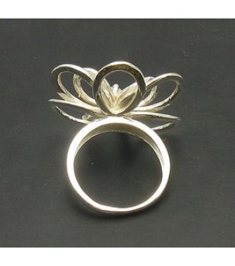 R000568 Genuine Stylish Sterling Silver Ring Flower Solid 925 With CZ Handmade Empress