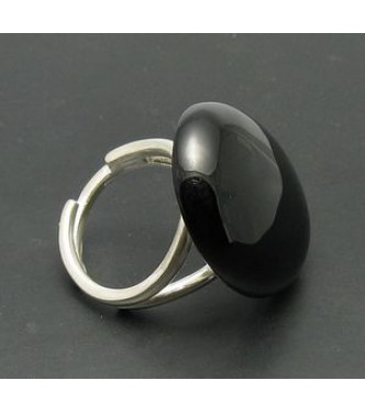 R000312 STERLING SILVER RING HUGE NATURAL BLACK ONYX  925 NEW