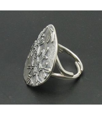R000712 Sterling Silver Ring Huge Snowflake Hallmarked Solid 925 Adjustable Size