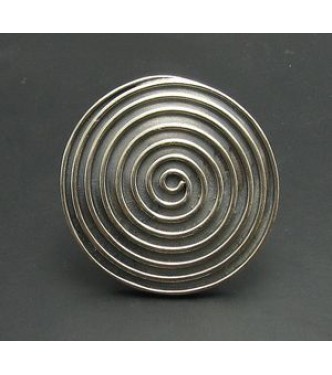 R000763 Handmade Sterling Silver Ring Huge Spiral Stamped Solid 925 Adjustable Size