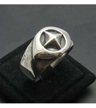 R000237 Stylish Genuine Sterling Silver Men's Ring Cross Stamped Solid 925 Handmade