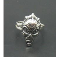 R000845 Extravagant Stylish Sterling Silver Ring Skull Devil 925 Adjustable Size