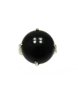 R001315 Stylish Sterling Silver Ring Solid 925 16mm Natural Black Onyx Handmade