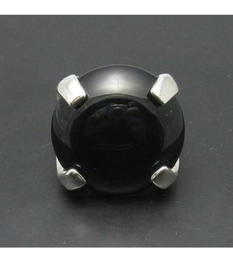 R000848 Genuine Stylish Sterling Silver Ring Samped Solid 925 Black Onyx Handmade