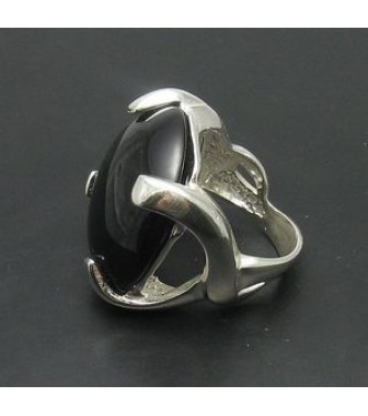 R000848 Genuine Stylish Sterling Silver Ring Samped Solid 925 Black Onyx Handmade