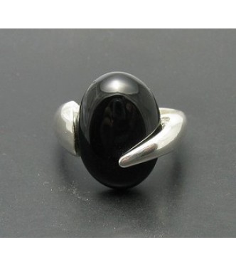 R000417 Sterling Silver Ring Solid 925 Black Onyx Handmade Empress