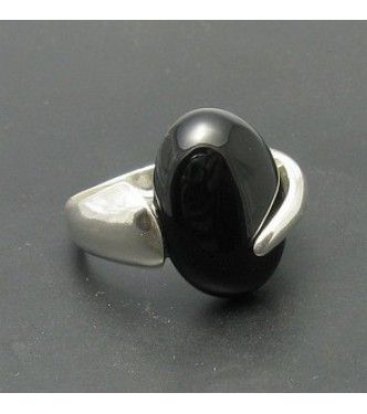 R000417 Sterling Silver Ring Solid 925 Black Onyx Handmade Empress