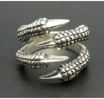 R000066 Genuine Sterling Silver Ring Solid 925 Claws Raven Dragon Biker Gothic Handmade	