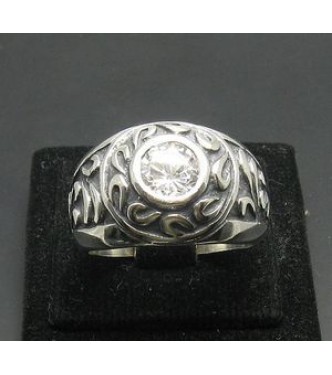 R000935 Genuine Sterling Silver Men's Ring Solid 925 Cubic Zirconia Handmade