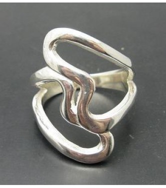 R000079 Stylish Genuine Sterling Silver Ring Hallmarked Solid 925 Double Heart Handmade