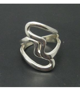 R000079 Stylish Genuine Sterling Silver Ring Hallmarked Solid 925 Double Heart Handmade