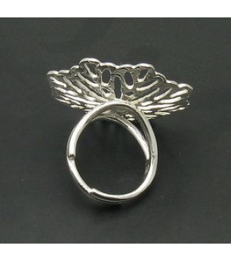 R000869 Genuine Sterling Silver Ring Solid Hallmarked 925 Adjustable Size Big Flower