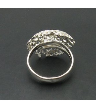 R000871 Stylish Genuine Sterling Silver Ring Solid 925 Flower Adjustable Size Handmade