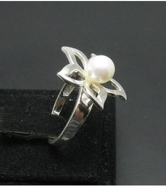 R000389 Genuine Stylish Sterling Silver Ring Hallmarked Solid 925 Flower Pearl Handmade