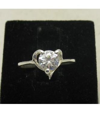 R000896 Genuine Stylish Sterling Silver Ring Hallmarked Solid 925 Heart CZ Handmade