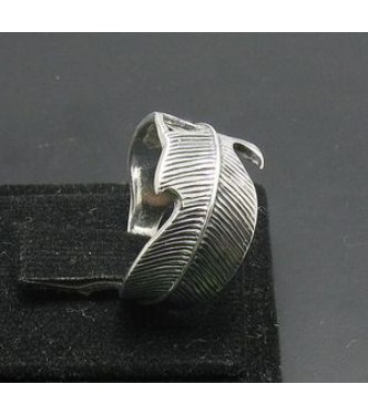 R000327 Stylish Sterling Silver Ring Genuine Solid 925 Leaf Adjustable Size Handmade