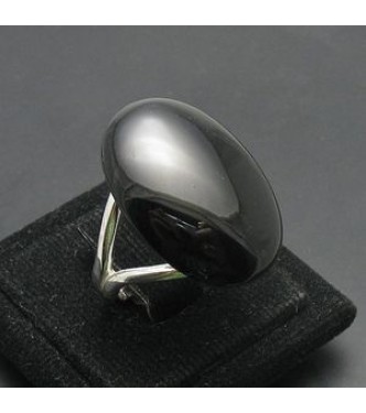 R000319 Plain Stylish Sterling Silver Ring Genuine Solid 925 Natural Black Onyx Handmade