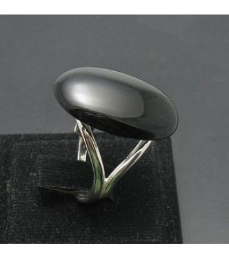 R000319 Plain Stylish Sterling Silver Ring Genuine Solid 925 Natural Black Onyx Handmade
