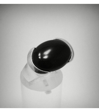 R001297 Stylish Sterling Silver Ring Stamped Solid 925 Natural Black Onyx Handmade