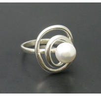 R000550 Genuine Sterling Silver Ring Stamped Solid 925 Spiral Pearl Handmade Empress
