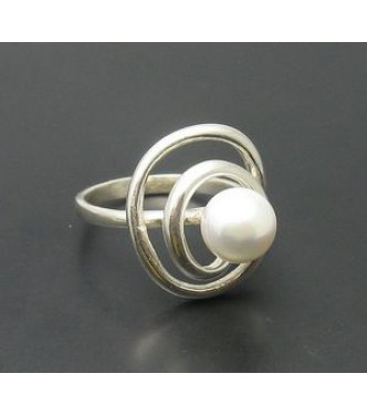 R000550 Genuine Sterling Silver Ring Stamped Solid 925 Spiral Pearl Handmade Empress