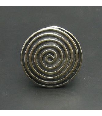 R000766 Genuine Sterling Silver Ring Solid Spiral Circle 925 Adjustable Size Handmade