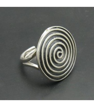 R000766 Genuine Sterling Silver Ring Solid Spiral Circle 925 Adjustable Size Handmade