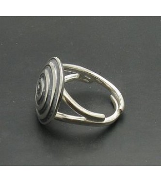 R000775 Sterling Silver Ring Spiral Stamped Solid 925 Adjustable Size Handmade Empress