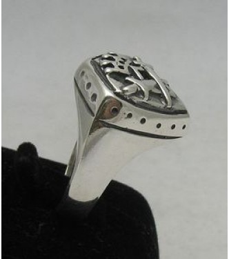 R000201 Sterling Silver Men's Masonic Ring Solid 925 Crown Swords Handmade Nickel Free