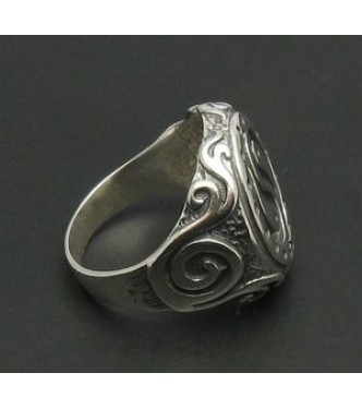 R000266 Sterling Silver Men Ring Yin Yang Genuine Solid Hallmarked 925 Handmade