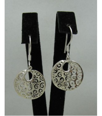 E000431 STYLISH DANGLING STERLING SILVER EARRINGS SOLID 925 NEW
