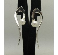 E000007P Sterling Silver Earrings Solid Pearl 925