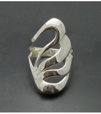 R000169 Stylish Long Sterling Silver Ring Hallmarked Solid 925 Nickel Free Handmade