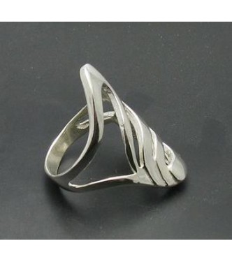 R000169 Stylish Long Sterling Silver Ring Hallmarked Solid 925 Nickel Free Handmade