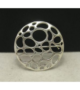 A000009 Stylish Sterling Silver Brooch Solid Stamped 925 Circle 