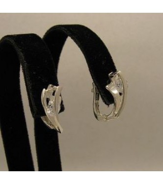 E000036 Stylish Sterling Silver Earrings With cz 5mm 925