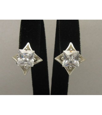 E000233 Sterling Silver Earrings Solid Zirconia 925