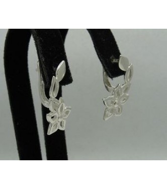 E000176 Sterling Silver Earrings Solid Flower 925