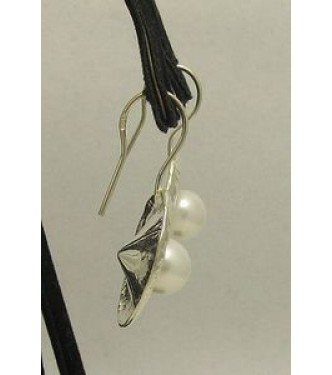 E000210 Sterling Silver Earrings Solid Pearl 925