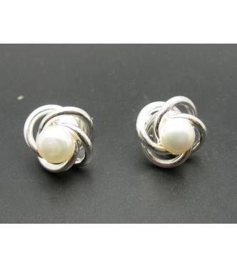 E000409 STYLISH STERLING SILVER EARRINGS SOLID 925 PEARLS NEW