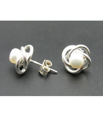 E000409 STYLISH STERLING SILVER EARRINGS SOLID 925 PEARLS NEW