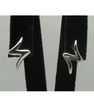 E000032 Sterling Silver Earrings Solid 925 Zig Zag