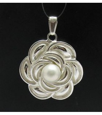 PE000349P Stylish Sterling silver pendant 925 Pearl flower solid
