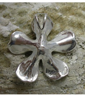 PE000747 STYLISH STERLING SILVER PENDANT FLOWER SOLID 925 NEW