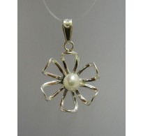 PE000817 Sterling silver pendant solid 925 flower pearl