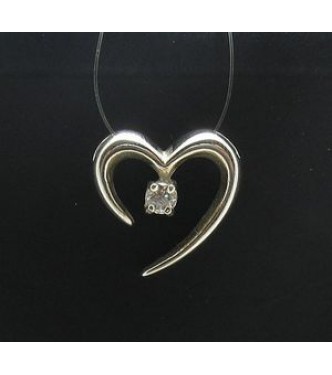 PE000216 Stylish Sterling silver pendant 925 Heart cz solid