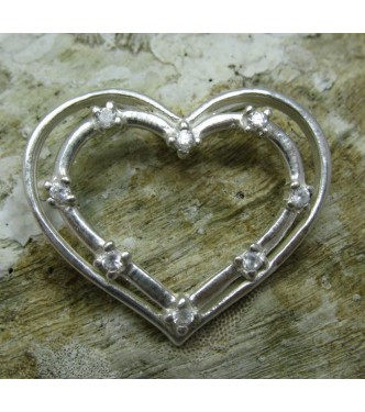 STYLISH STERLING SILVER PENDANT SOLID 925 HEART WITH 8 2mm CZ NEW