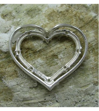 STYLISH STERLING SILVER PENDANT SOLID 925 HEART WITH 8 2mm CZ NEW